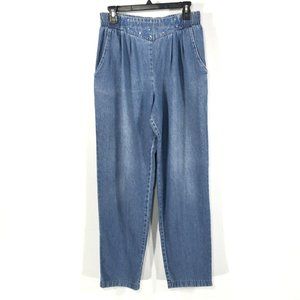 Saint Germain Paris Barrel Jeans Womens Sz 10 High Rise Pull On Elastic Waist